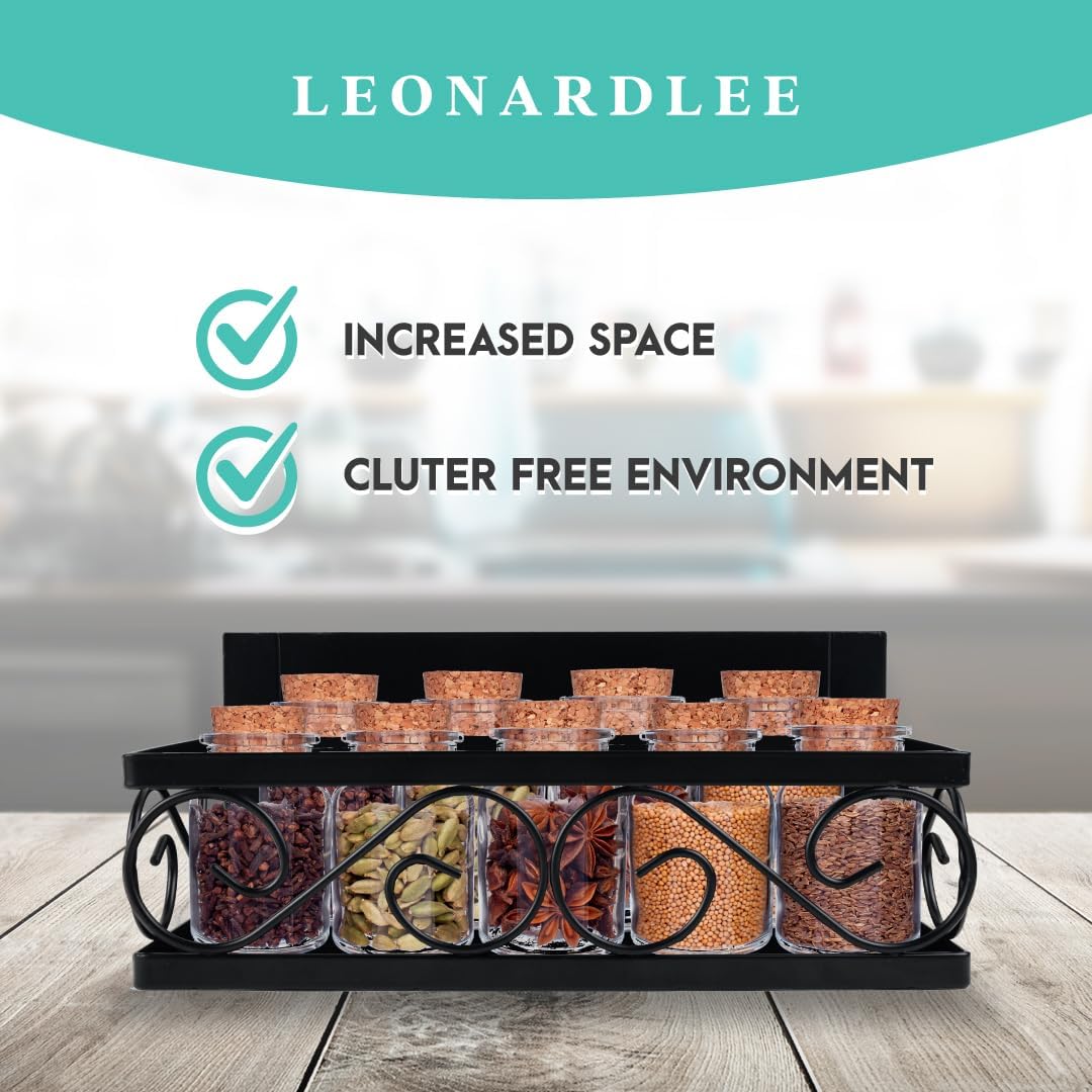 LEONARDLEE Estante magnético para especias para refrigerador, 2 piezas. Nuevo diseño de remolino, imán más fuerte, cuatro ganchos extraíbles para