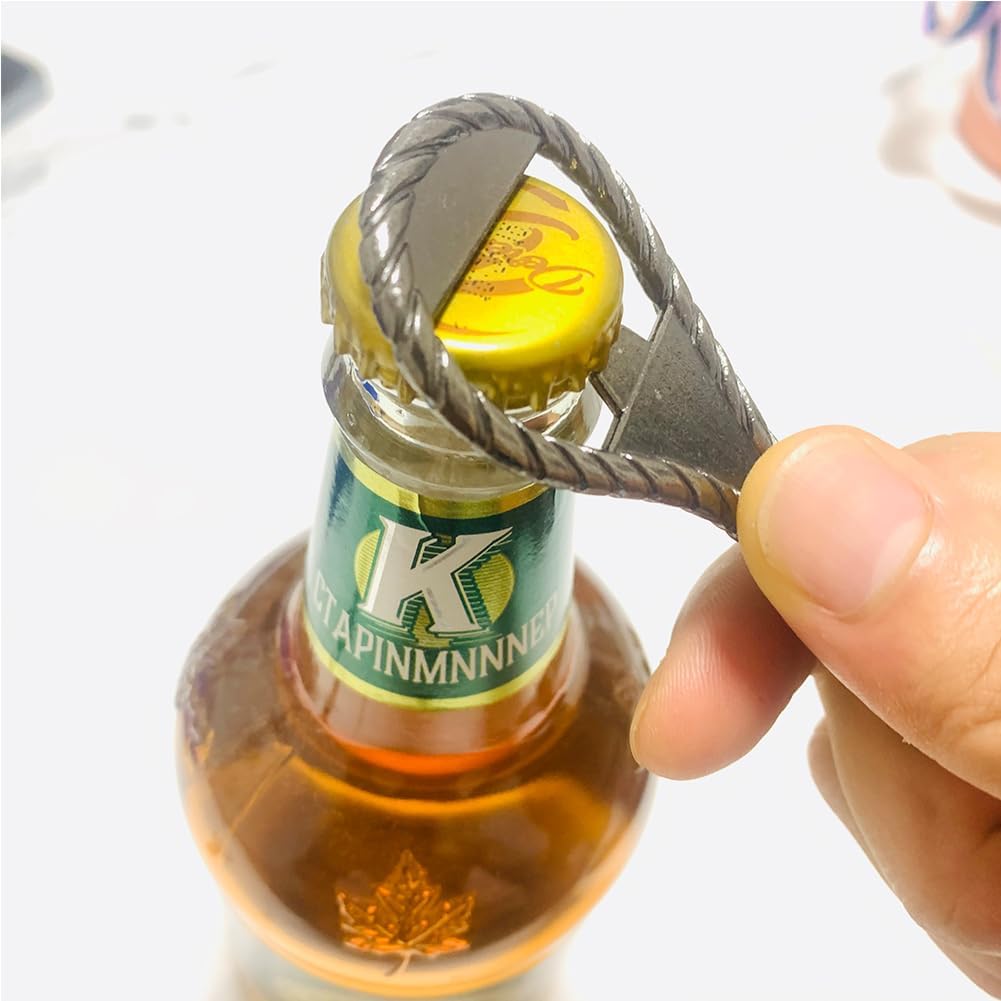 Paquete de 2 abridores de botellas, abridor de cerveza de metal creativo adecuado para el hogar, cocina, restaurante y bar (negro)