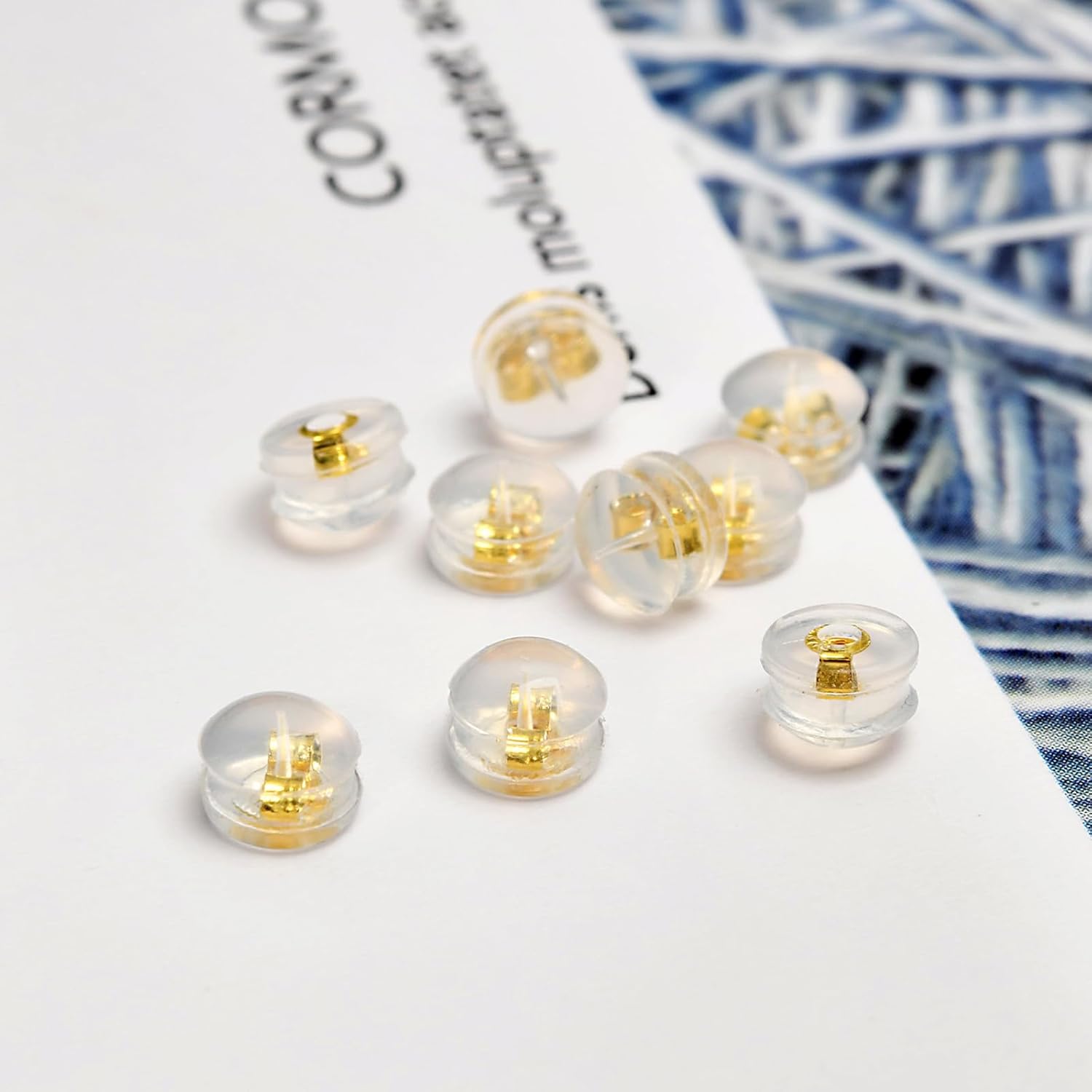 20 piezas de plata de ley de silicona para aretes, cierres de aretes para tachuelas, dorso de oro de 18 quilates para tachuelas, cómodo,