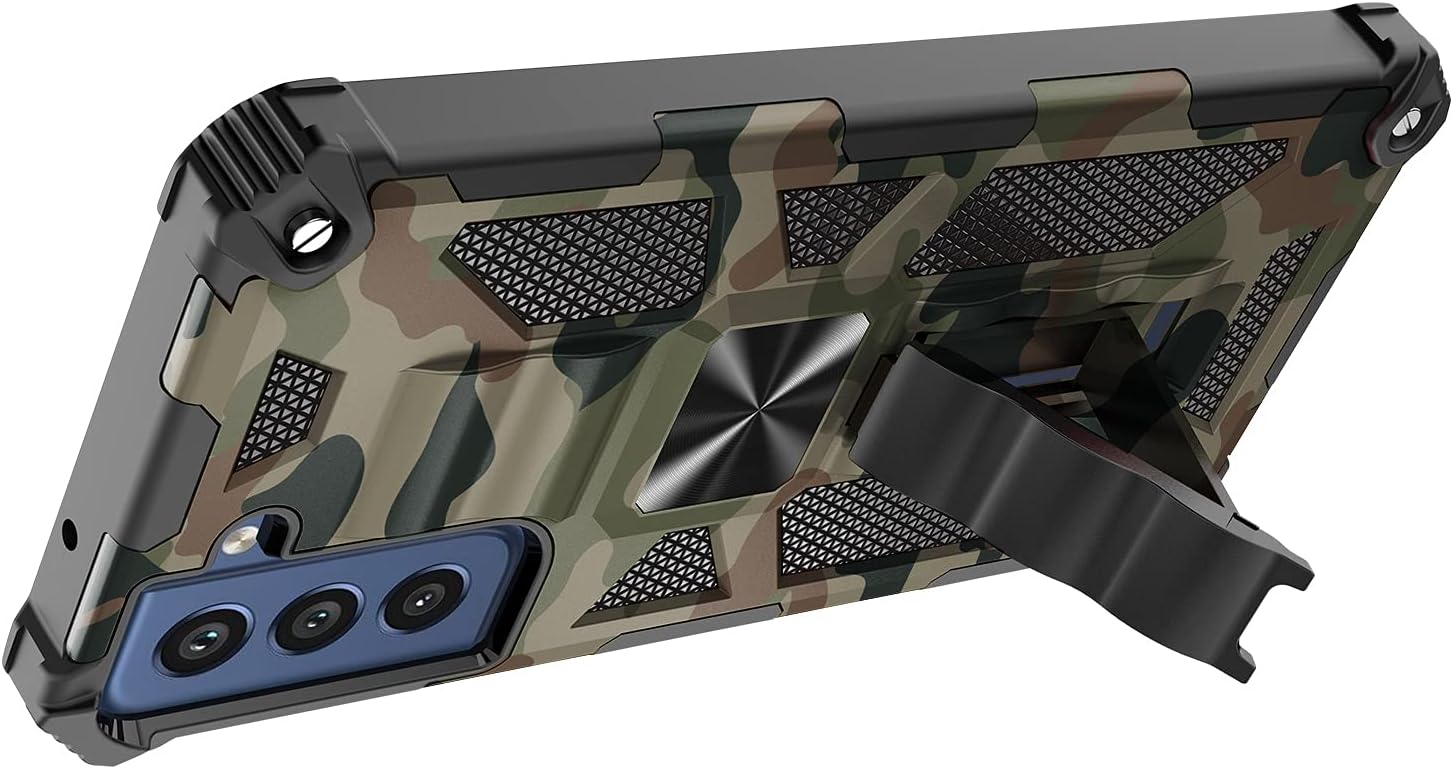 Funda para Samsung Galaxy S21 (no compatible con S21 Plus), funda de camuflaje militar con protección de grado militar, probada en caídas y función