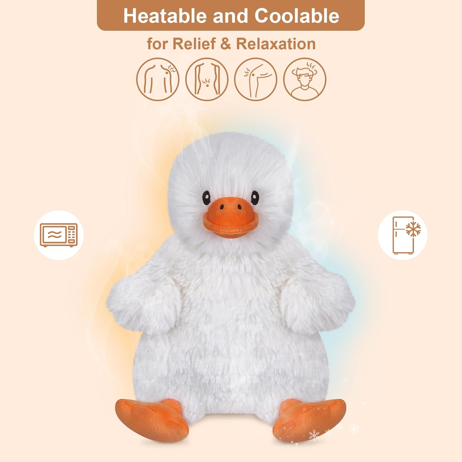 Peluches de pato para microondas, peluches de pato, almohadillas térmicas para calambres, alivio del dolor y el estrés, peluche de pato compañero