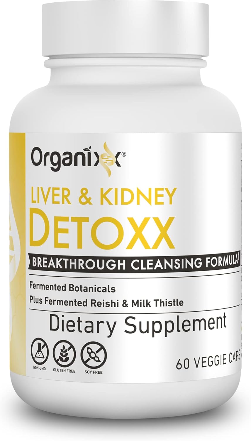 Organixx Suplemento de limpieza desintoxicante de hígado y riñón, extracto de planta + suplementos de hierbas para la salud digestiva, apoyo al