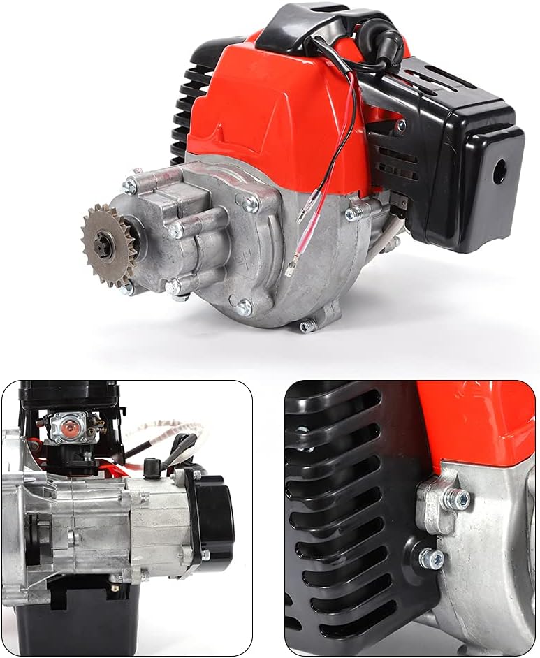 CNCEST Motor completo de 2 tiempos de 49 CC, arranque de motor de un solo cilindro refrigerado por aire, perfecto para bicicletas de bolsillo,