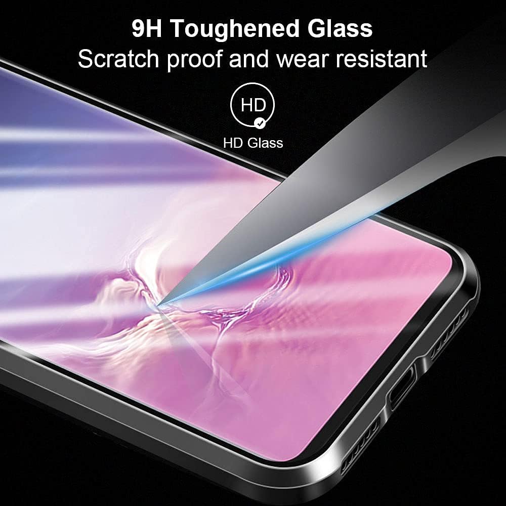 QUIETIP Funda compatible con Samsung Galaxy S20 FE, funda magnética de metal transparente de cristal, marco de metal delgado, vidrio templado de