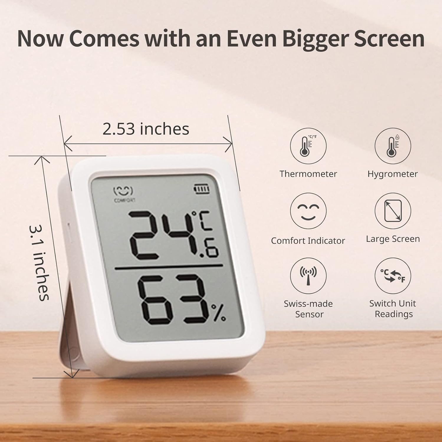 SwitchBot Termómetro higrómetro IP65 para interiores y exteriores inalámbrico, 2 paquetes, rango Bluetooth de 394 pies, termómetro para