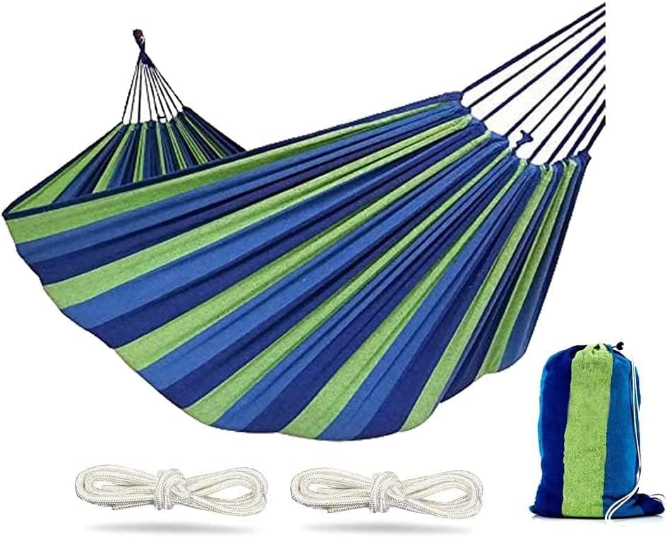 Hamaca de campamento de 550 libras mejorada de tela de lona duradera de 11.29 oz, hamacas individuales con dos vigas de equilibrio que no se ruedan