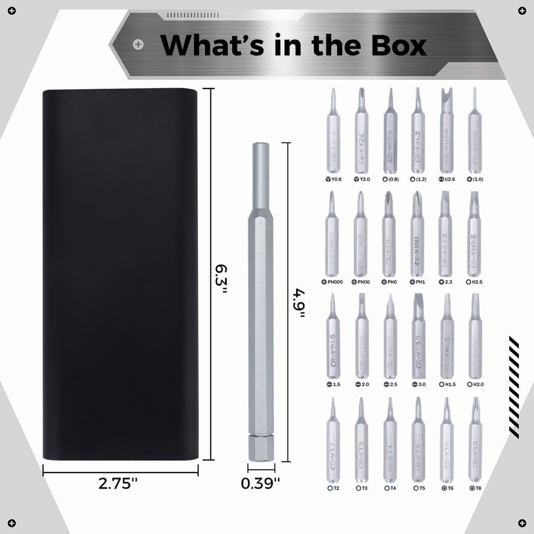 Juego de destornilladores de precisión 24 en 1, juego de herramientas de destornillador manual multiusos CRV, caja de almacenamiento magnética, kit