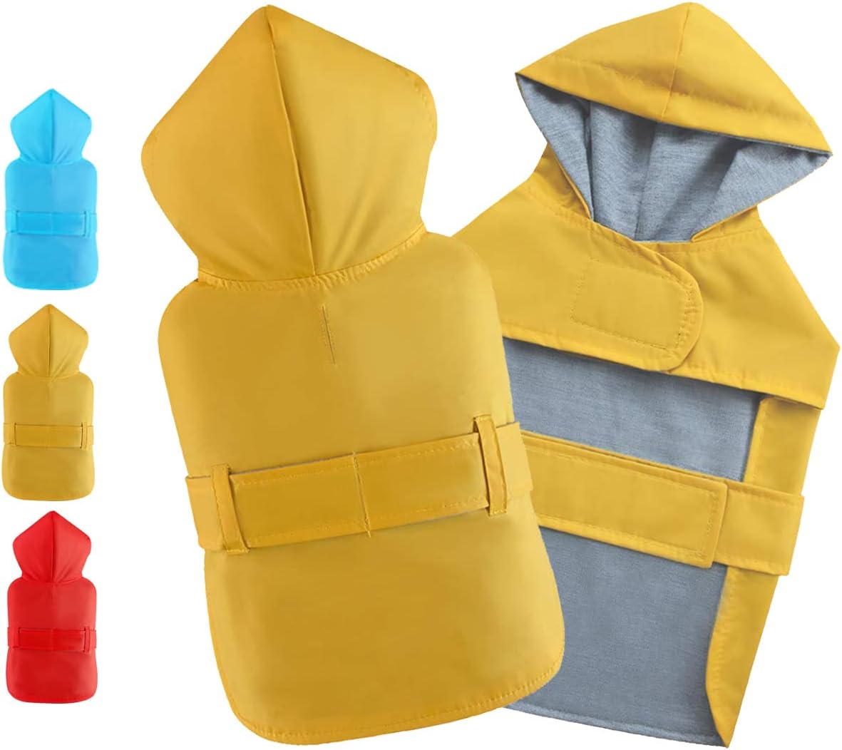 Impermeable para perro, poncho impermeable, ropa para mascotas, con forro de doble capa, agujero para correa, ajustable, para perros pequeños y
