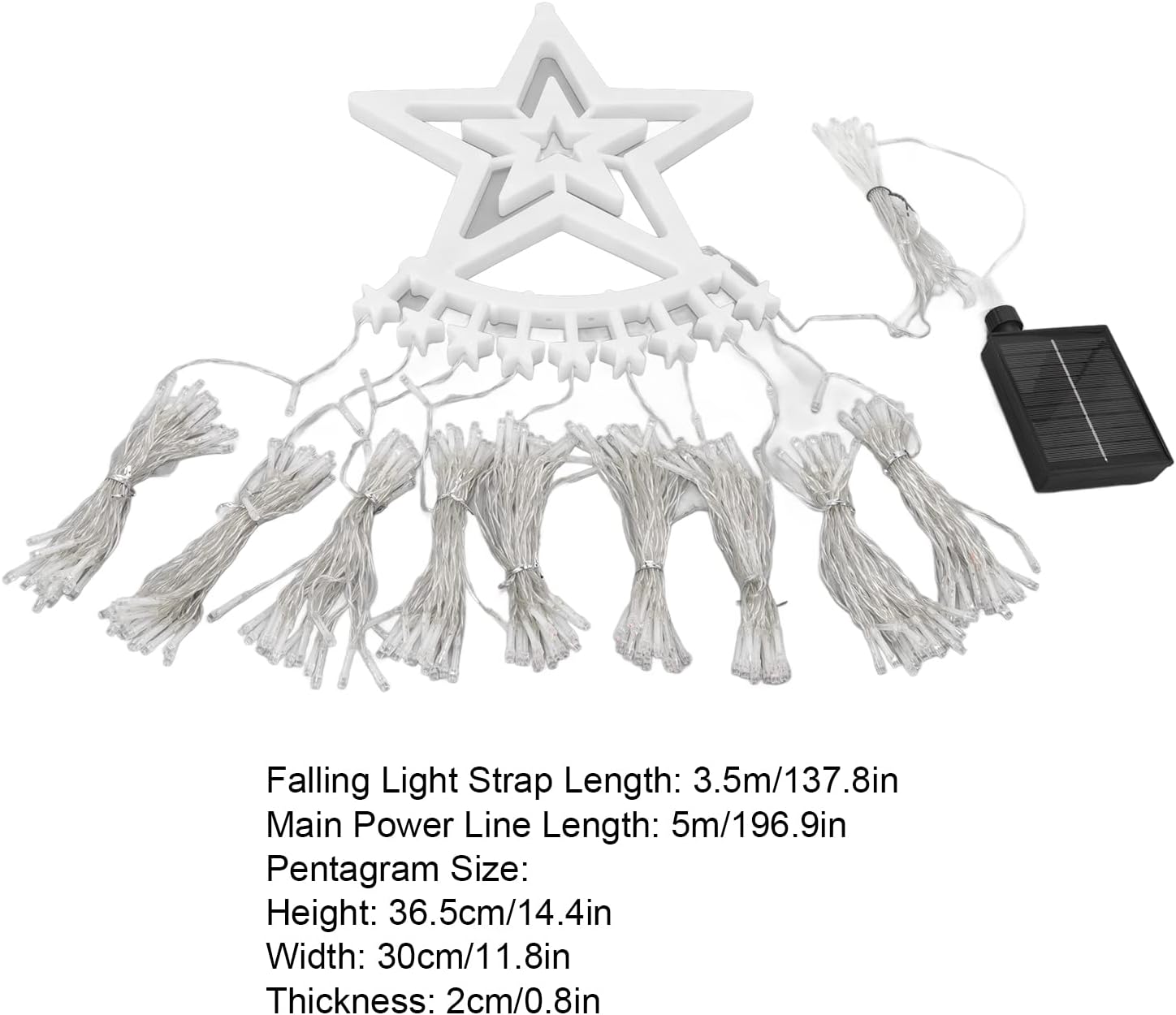 VTOSEN Luces solares de cascada para árbol de Navidad, 8 modos de luces impermeables con control remoto para exteriores, tira de luces solares,