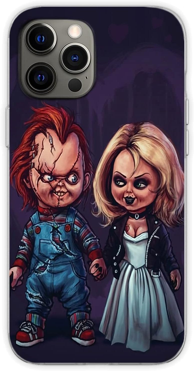 maodege Funda de teléfono de película de terror de Halloween compatible con iPhone 12 Pro Max Chucky Love y Tiff Bride TPU de goma de silicona suave
