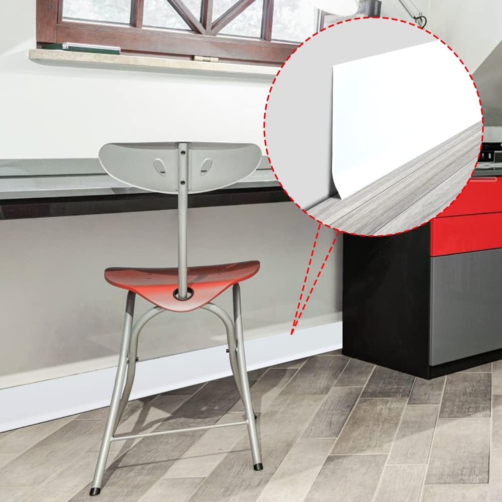 Moldura flexible para zócalo de 4 pulgadas x 60 pies, base de pared de vinilo autoadhesivo para despegar y pegar, base de goma para pared (blanco)