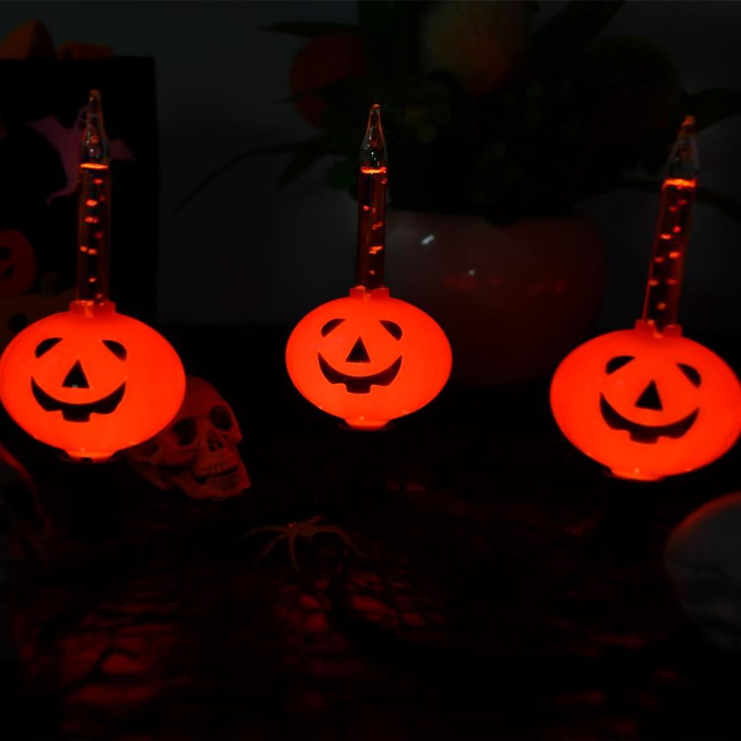 PASUTO Cadena de luces de burbujas de calabaza de Halloween, 7 pies, linterna de Halloween vintage con 7 luces de burbujas líquidas naranjas, luces