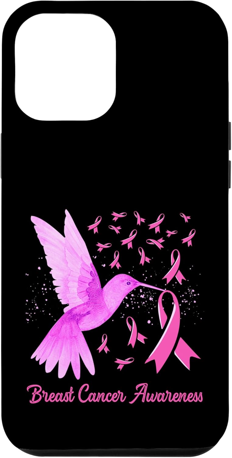 Funda para iPhone 12 Pro Max Colibrí Rosa Girasol Mes de Concientización sobre el Cáncer de Mama