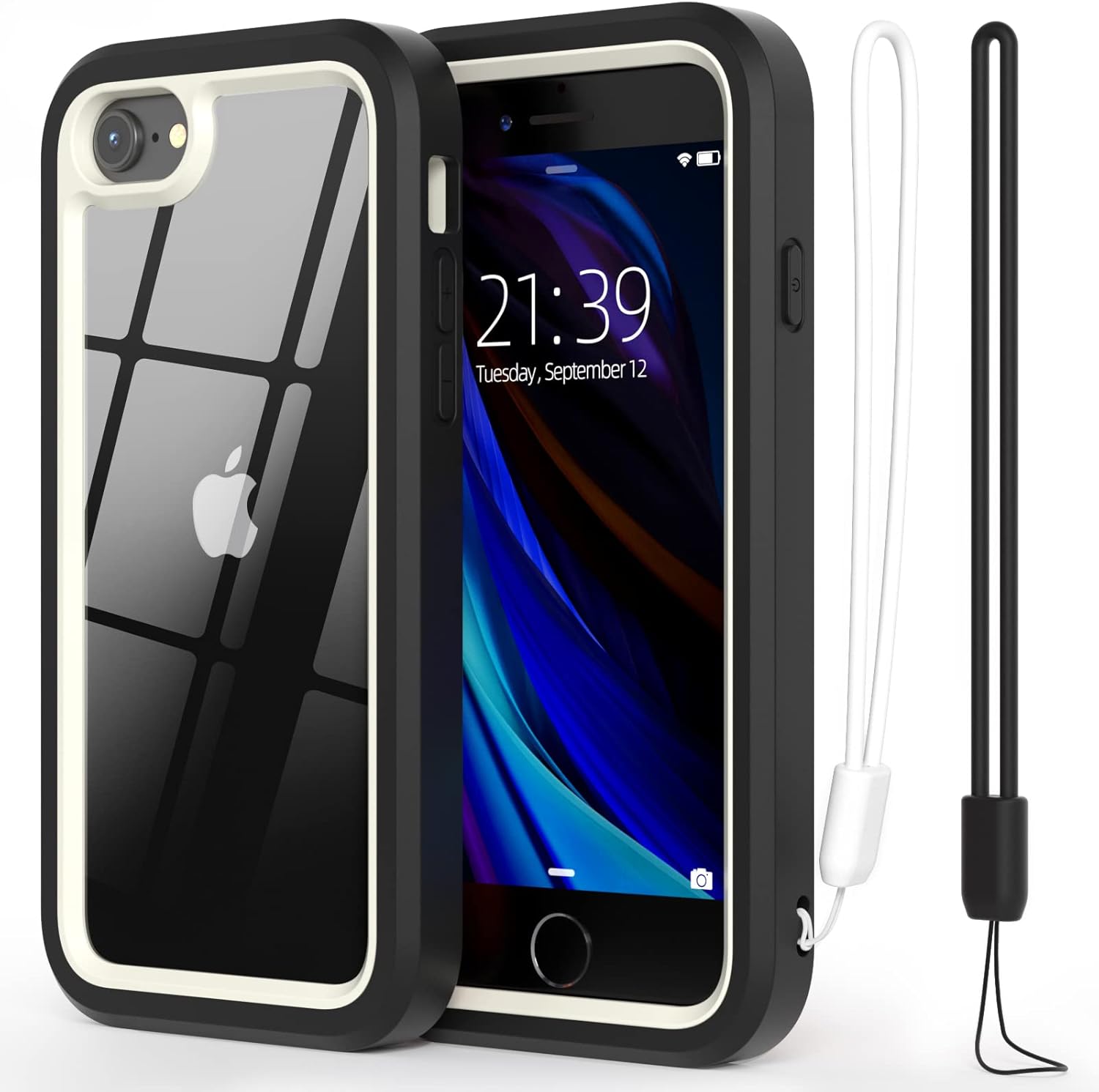 WXR Funda para iPhone SE 20222020, iPhone 876S6, parachoques de silicona suave y parte trasera e interior de policarbonato duro transparente, funda