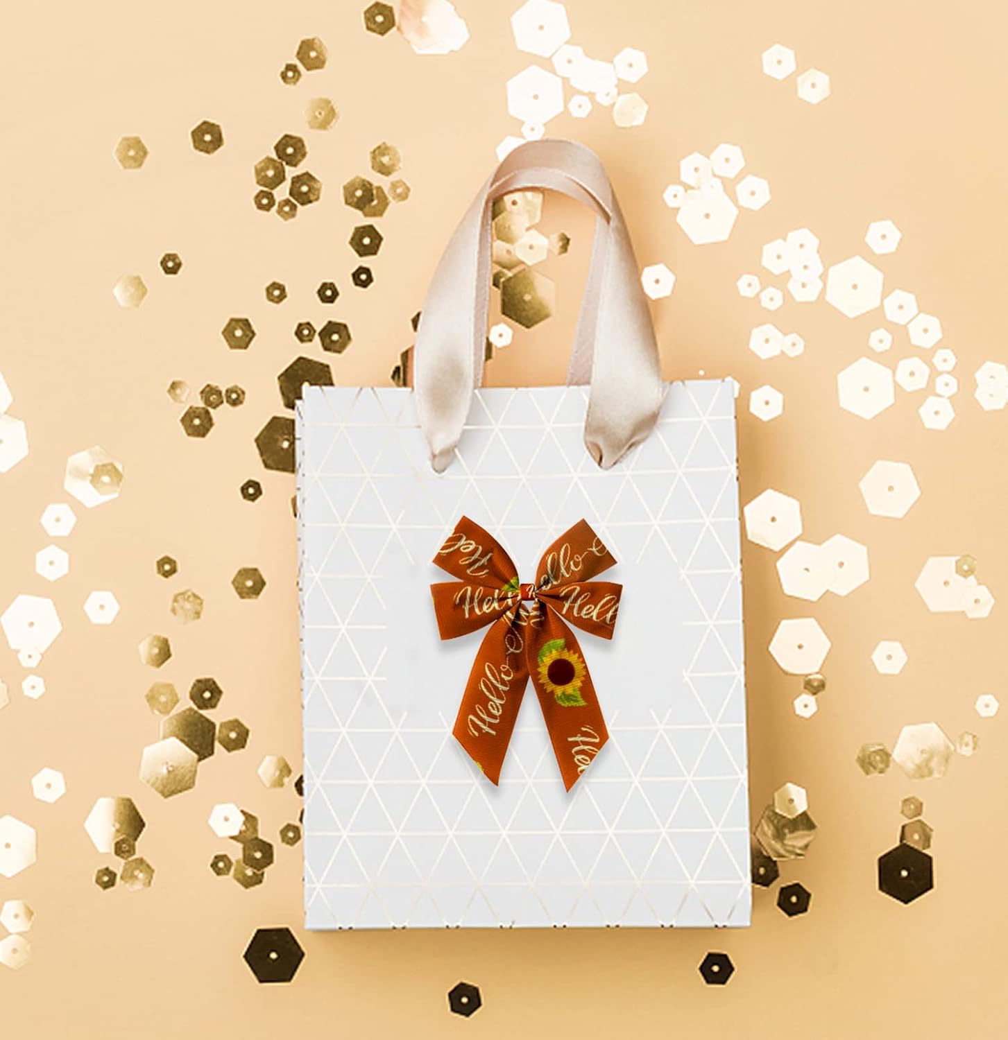 Hying 4 rollos de cintas de grogrén de otoño para envolver regalos, cintas de girasol de hojas naranjas otoñales para decoración de fiestas de