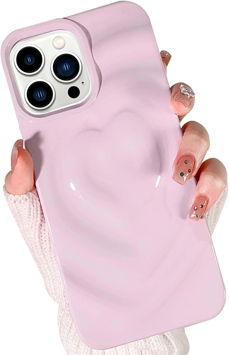 NITITOP Funda compatible con iPhone 13 Pro Max, diseño de corazón de amor, de silicona suave, 3D, a prueba de golpes, para mujeres y niñas, color