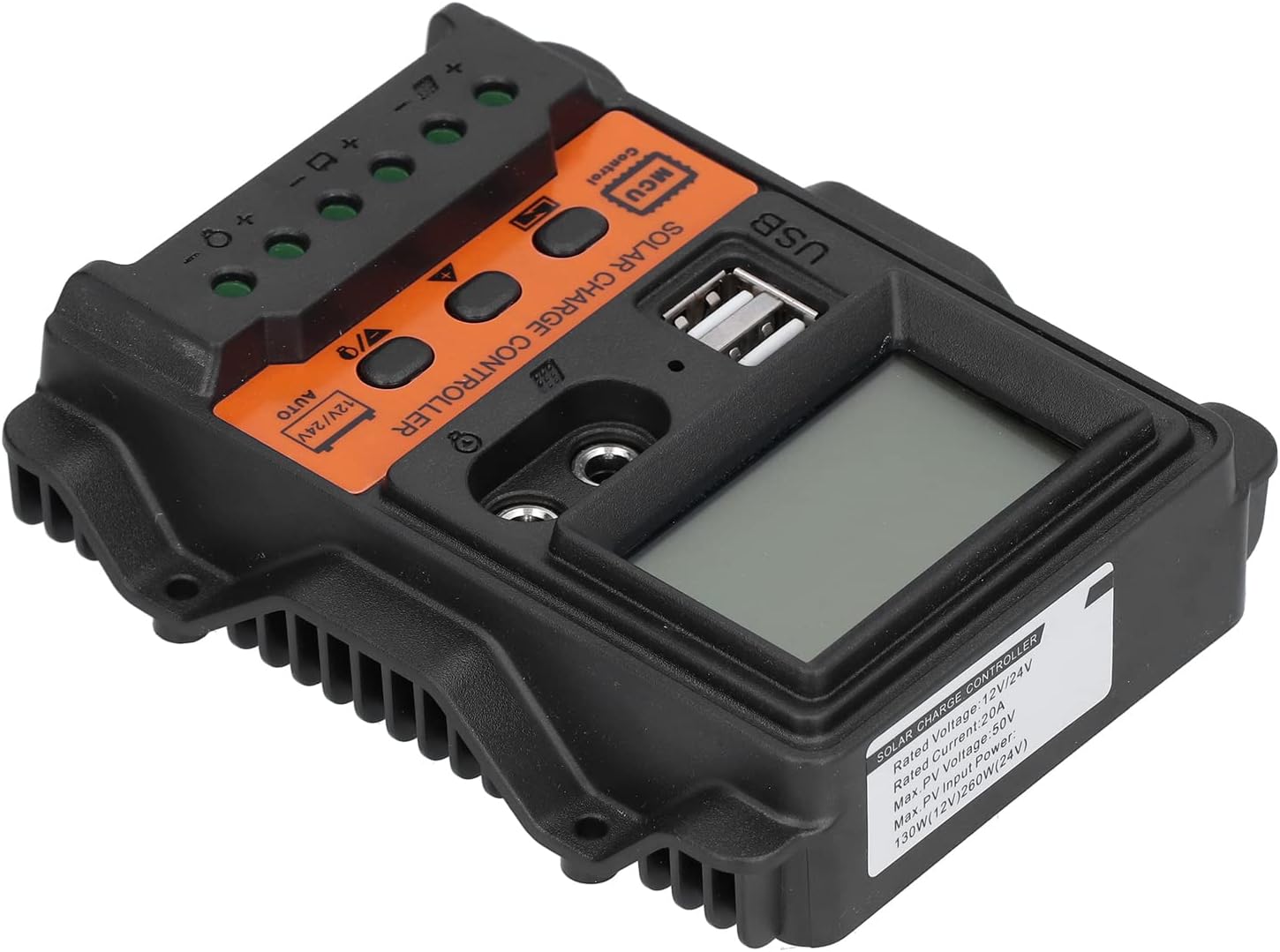 Controlador solar LCD, controlador de carga solar de 12 V a 24 V, regulador inteligente de batería de panel solar con controladores de carga de