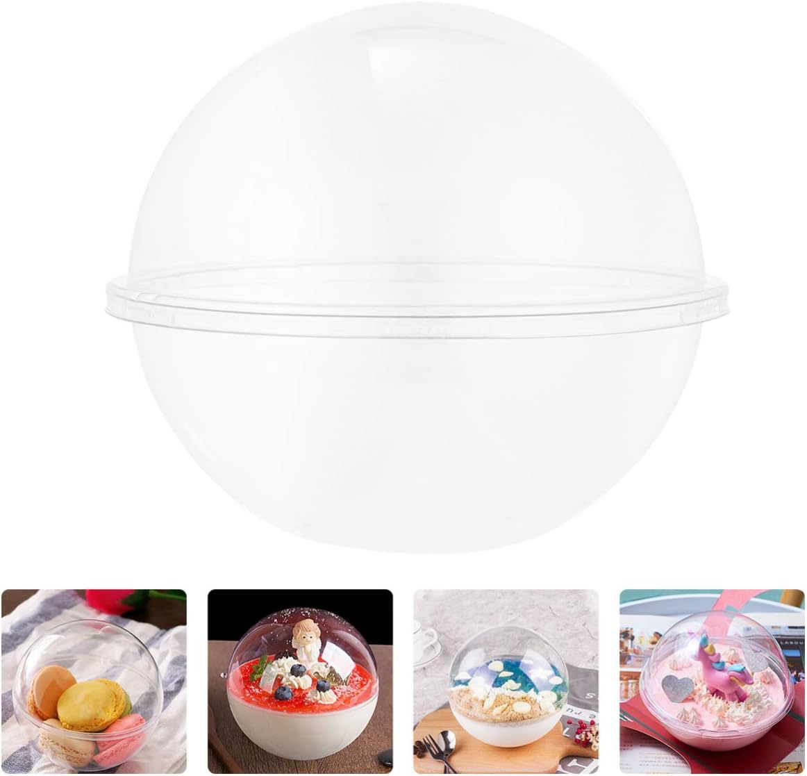 CALLARON Caja transparente para magdalenas en forma de bola, portador de magdalenas, contenedor de plástico para tartas de macarrón, contenedor de