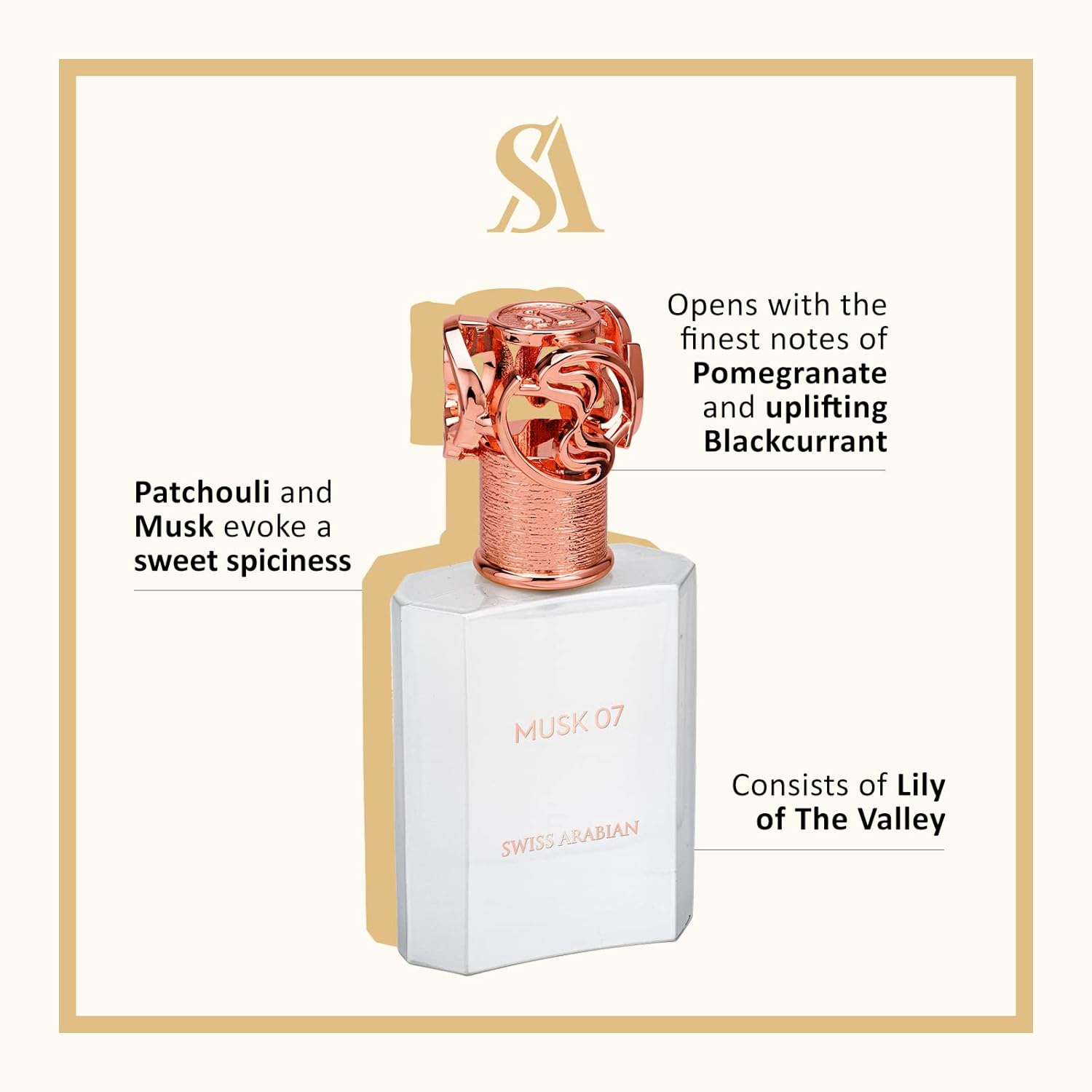 Swiss Arabian Musk 07 – Productos de lujo de Dubai – Fragancia personal EDP en aerosol de larga duración y adictiva – Un aroma seductor y