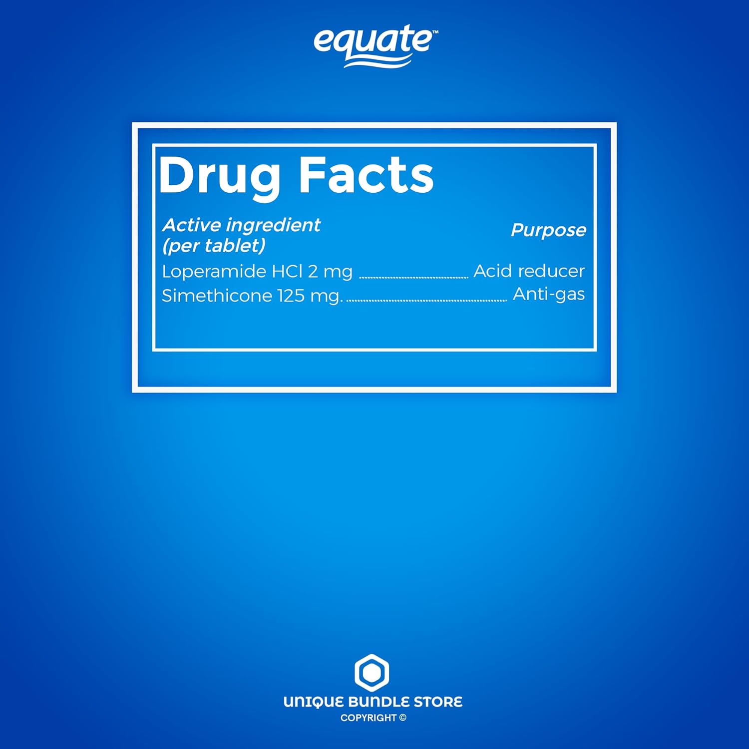 Unique Bundle Store Equate – Clorhidrato de loperamida, cápsulas de 24 unidades, alivio multisíntoma antidiarreico y antigas + organizador de