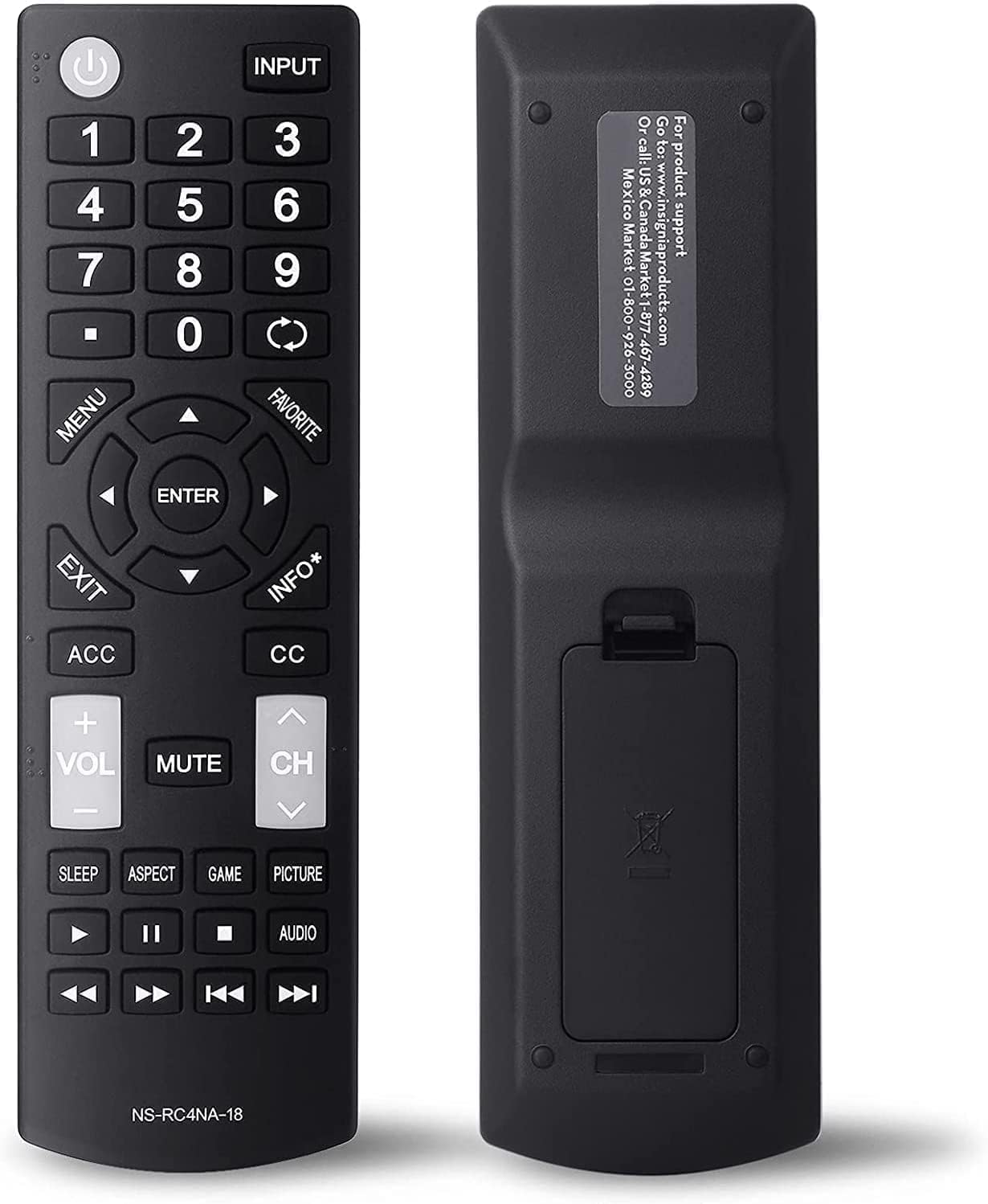 Paquete de 2 unidades de repuesto de control remoto universal para todos los televisores Insignia LED-LCD HDTV