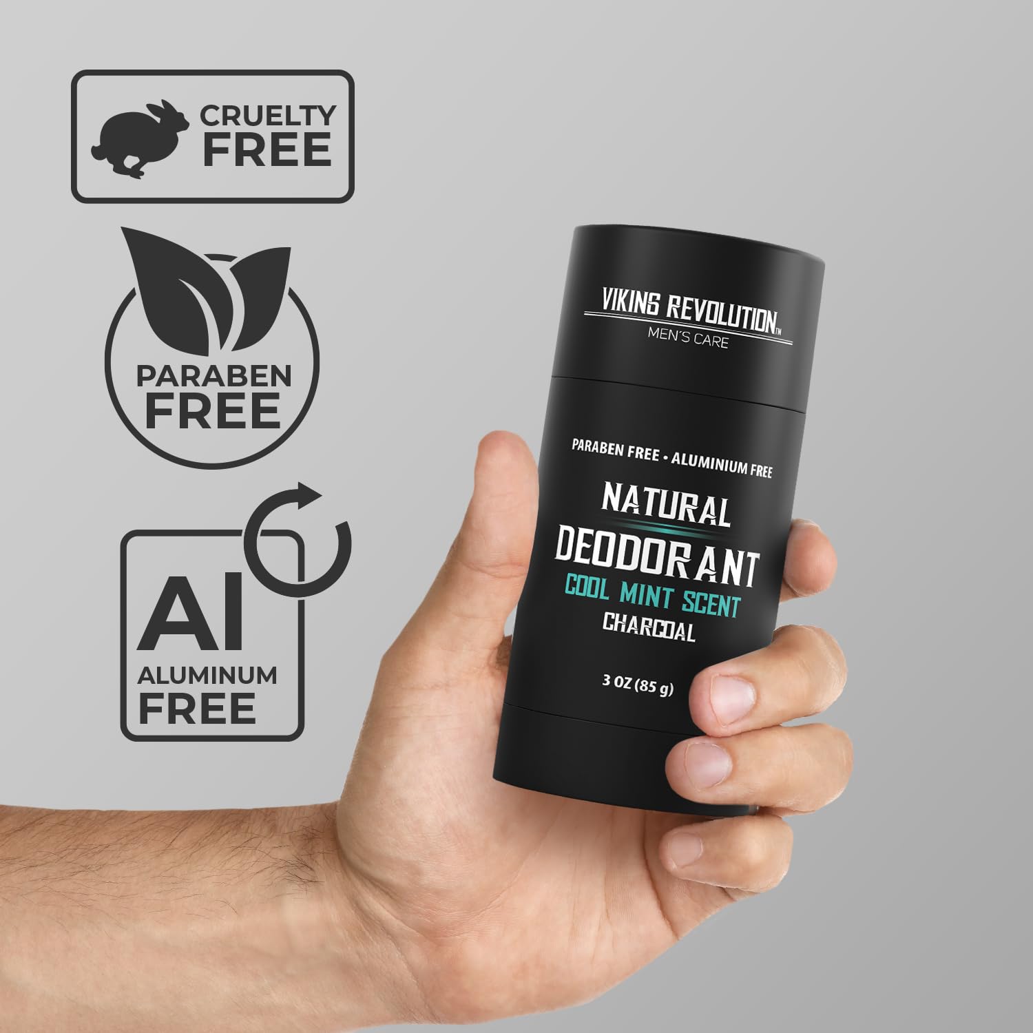 Viking Revolution Cool Mint Desodorante para hombres, desodorante natural para hombres, desodorante de carbón para hombres con manteca de karité,