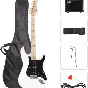 GLARRY – Guitarra eléctrica de tamaño completo para principiantes amantes de la música, con amplificador de 20 W y accesorios y bolsa para guardarla. GLARRY – Guitarra eléctrica de tamaño completo para principiantes amantes de la música, con amplificador de 20 W y accesorios y bolsa para guardarla.