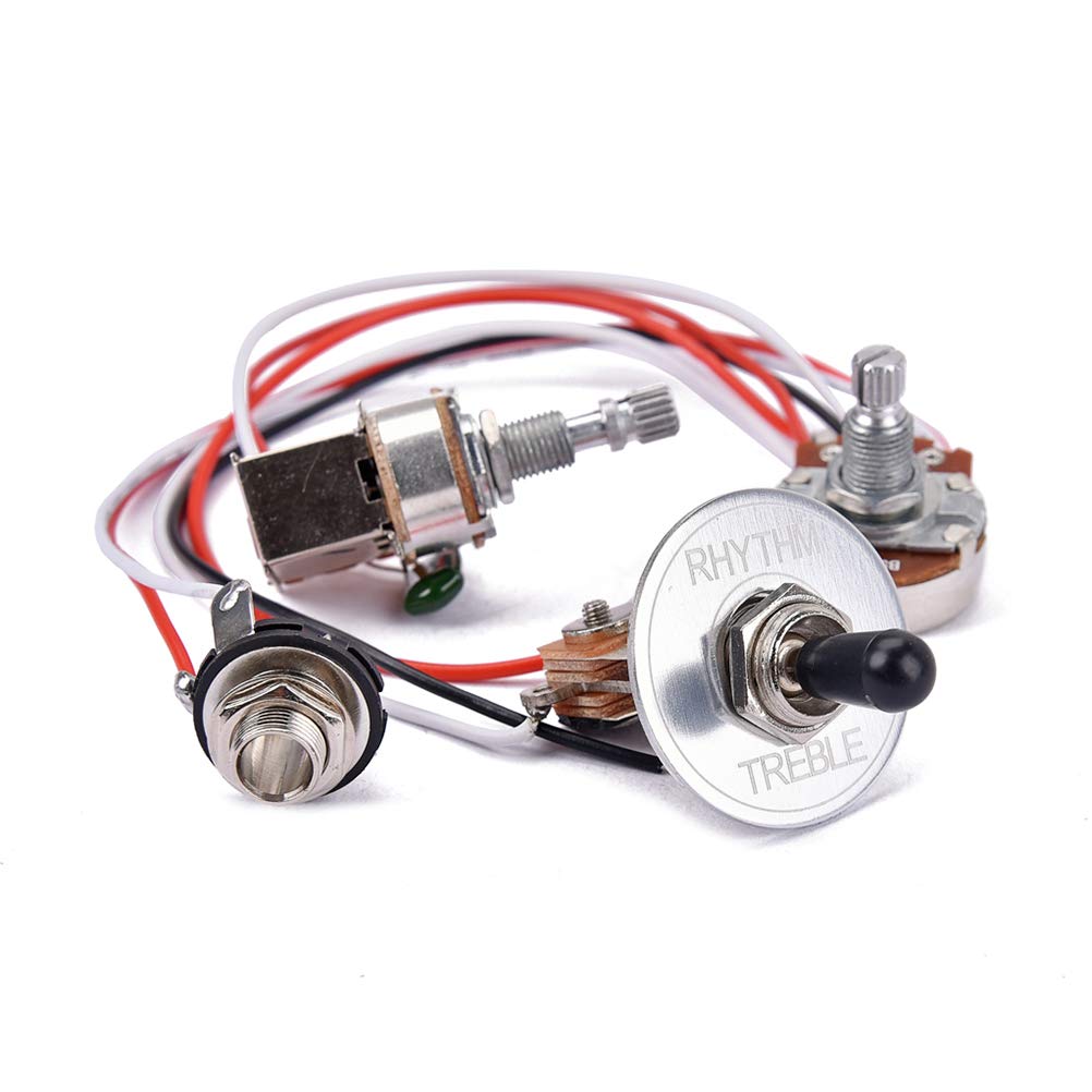 1 juego de arnés de cableado para guitarra eléctrica, kit precableado de 3 vías, 1 volumen, 1 tono, potenciómetro de 500 K