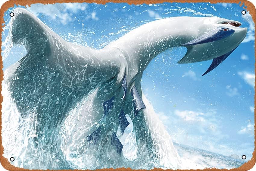 Póster metálico de estaño metálico para decoración de pared de anime, Pokémon, Lugia (Pokémon)