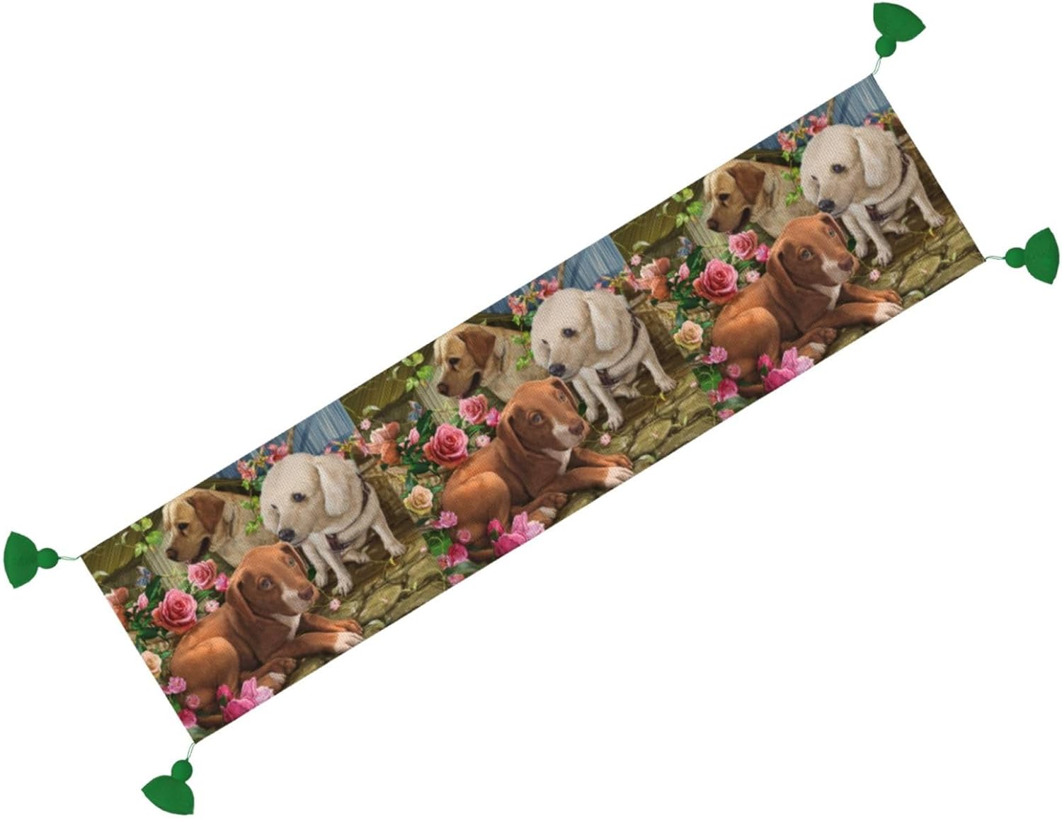 Camino de mesa de Navidad con perros lindos para decoración de mesa de comedor, decoración de Navidad para interiores, decoración del hogar, caminos