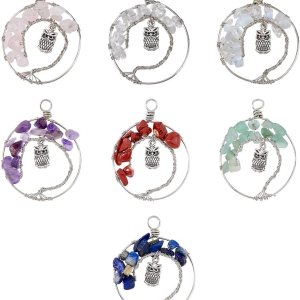 SUPERFINDINGS Dijes colgantes de aleación, colgante de árbol de la vida, alambre de cobre, colgante de cuentas de piedras preciosas de cristal, SUPERFINDINGS Dijes colgantes de aleación, colgante de árbol de la vida, alambre de cobre, colgante de cuentas de piedras preciosas de cristal,