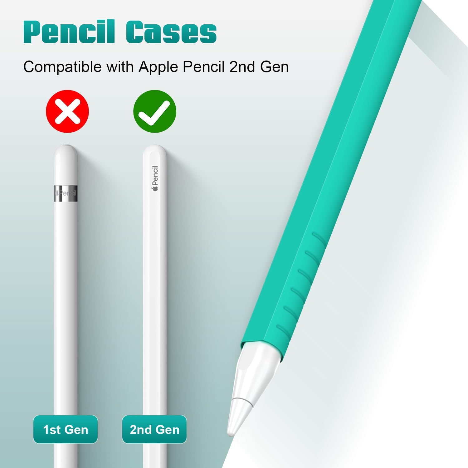 Laviitp Paquete de 3 fundas compatibles con Apple Pencil de 2 generación funda de silicona para iPencil 2 Gen con cubierta de 6 puntas, accesorios
