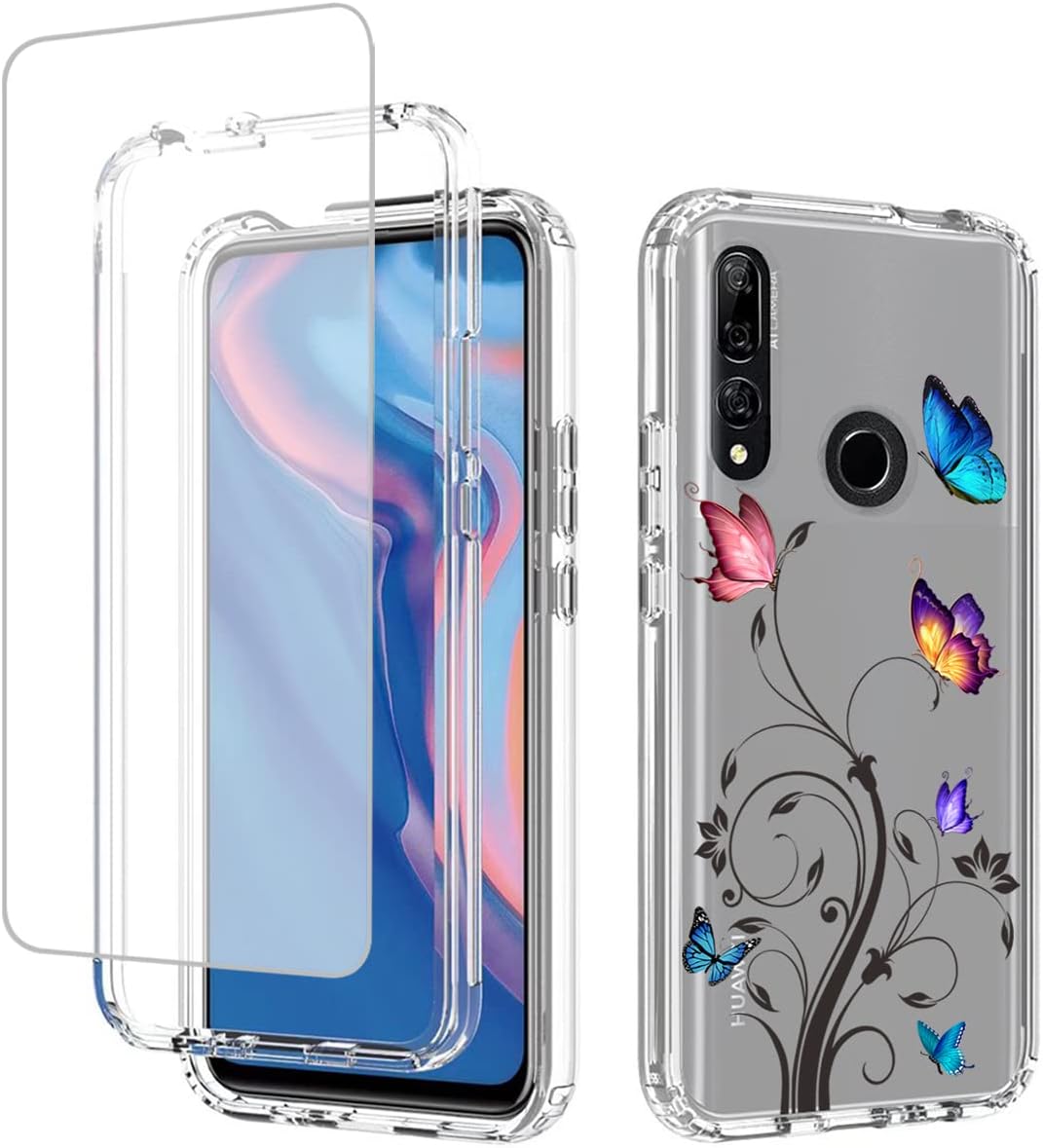 Vavies Funda para Y9 Prime 2019Honor 9XP Smart Z con protector de pantalla de vidrio templado, cuerpo completo transparente con protección de diseño