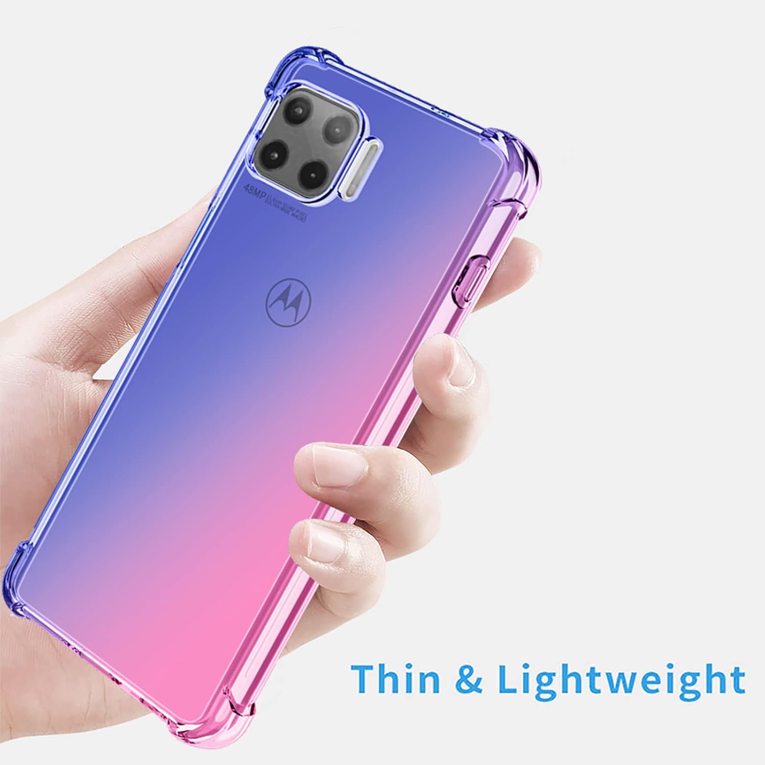 OEURVQO Funda para Moto G 5G Plus Moto One 5G, transparente, lindo, degradado, colorido, delgado, suave, TPU, a prueba de golpes, antiarañazos,