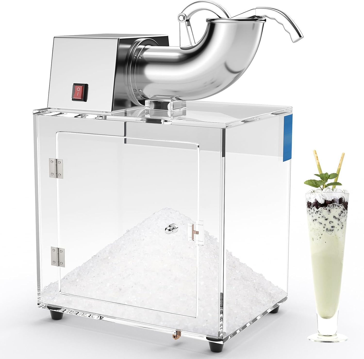 COSTWAY Máquina de hielo afeitado comercial, trituradora de hielo de acero inoxidable de 440 librasH con interruptor de encendidoapagado de