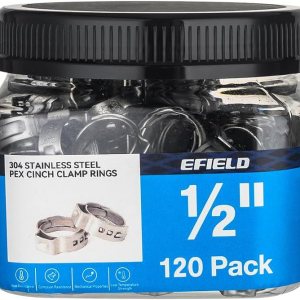 EFIELD – Paquete de 120 anillos de abrazadera de acero inoxidable de 12 pulgada para tubos Pex EFIELD – Paquete de 120 anillos de abrazadera de acero inoxidable de 12 pulgada para tubos Pex