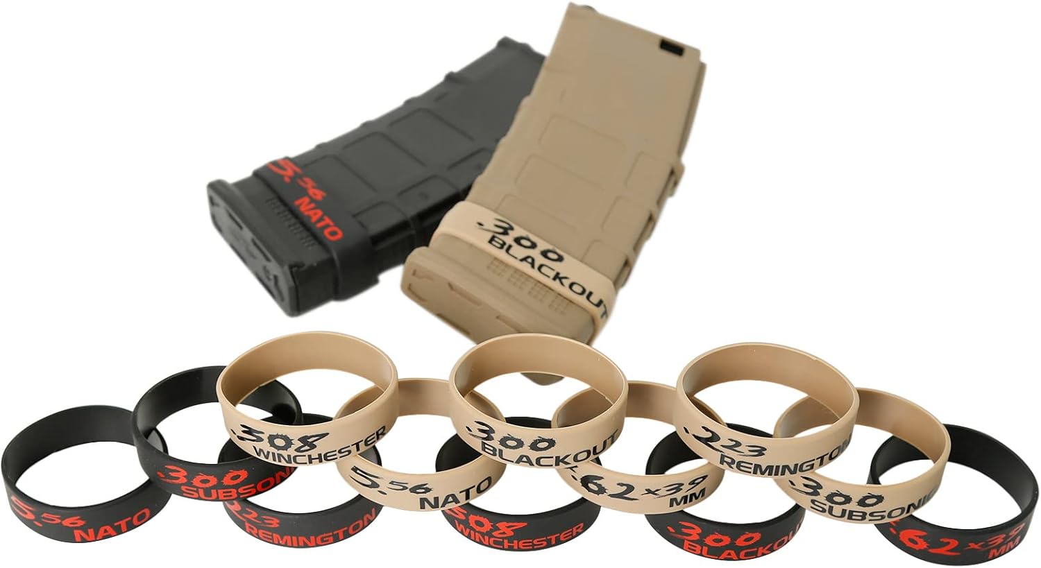 Aolamegs Paquete de 510 bandas para revistas, 5.56 OTAN, 300 apagones, 300 Subsonic, .223 Remington, .308 Winchester, 7.62 x 39, bandas de silicona