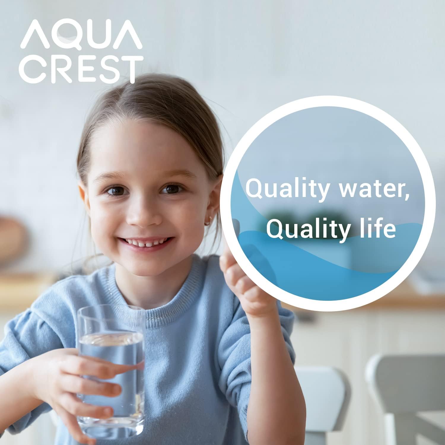 AQUACREST GXRLQR – Filtro de agua en línea para debajo del fregadero, certificado NSF 42, reduce el cloro, el sabor y el olor, repuesto para filtro
