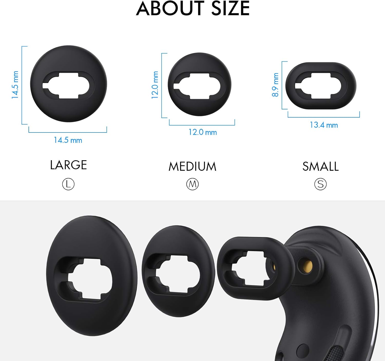 AHASTYLE Galaxy Buds Live – 6 pares de almohadillas de silicona para auriculares, accesorios de repuesto compatibles con Samsung Galaxy Buds Live