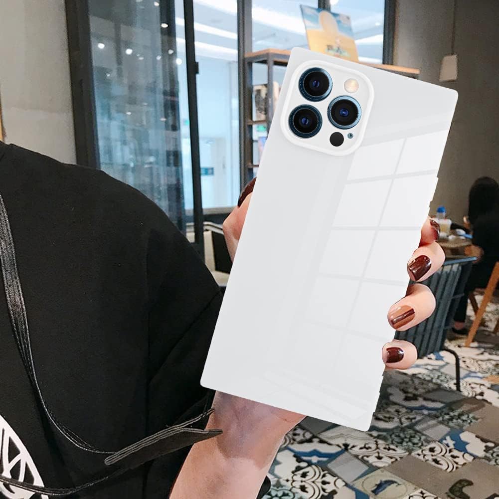 LSL Funda compatible para iPhone 12 Pro, cuadrada, de TPU suave, color blanco, anticaídas, antiarañazos, absorción de golpes, funda protectora