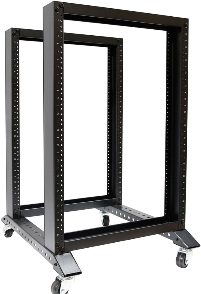 RAISING ELECTRONICS Marco abierto 15U 4 postes Open Frame Red de datos de 19 pulgadas Servidor de escritorioestante de audio