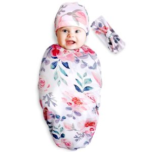 Manta para recién nacido, suave conjunto de gorro y diadema para bebé, manta elástica para recién nacido, regalo de baby shower para niñas y niños, Manta para recién nacido, suave conjunto de gorro y diadema para bebé, manta elástica para recién nacido, regalo de baby shower para niñas y niños,