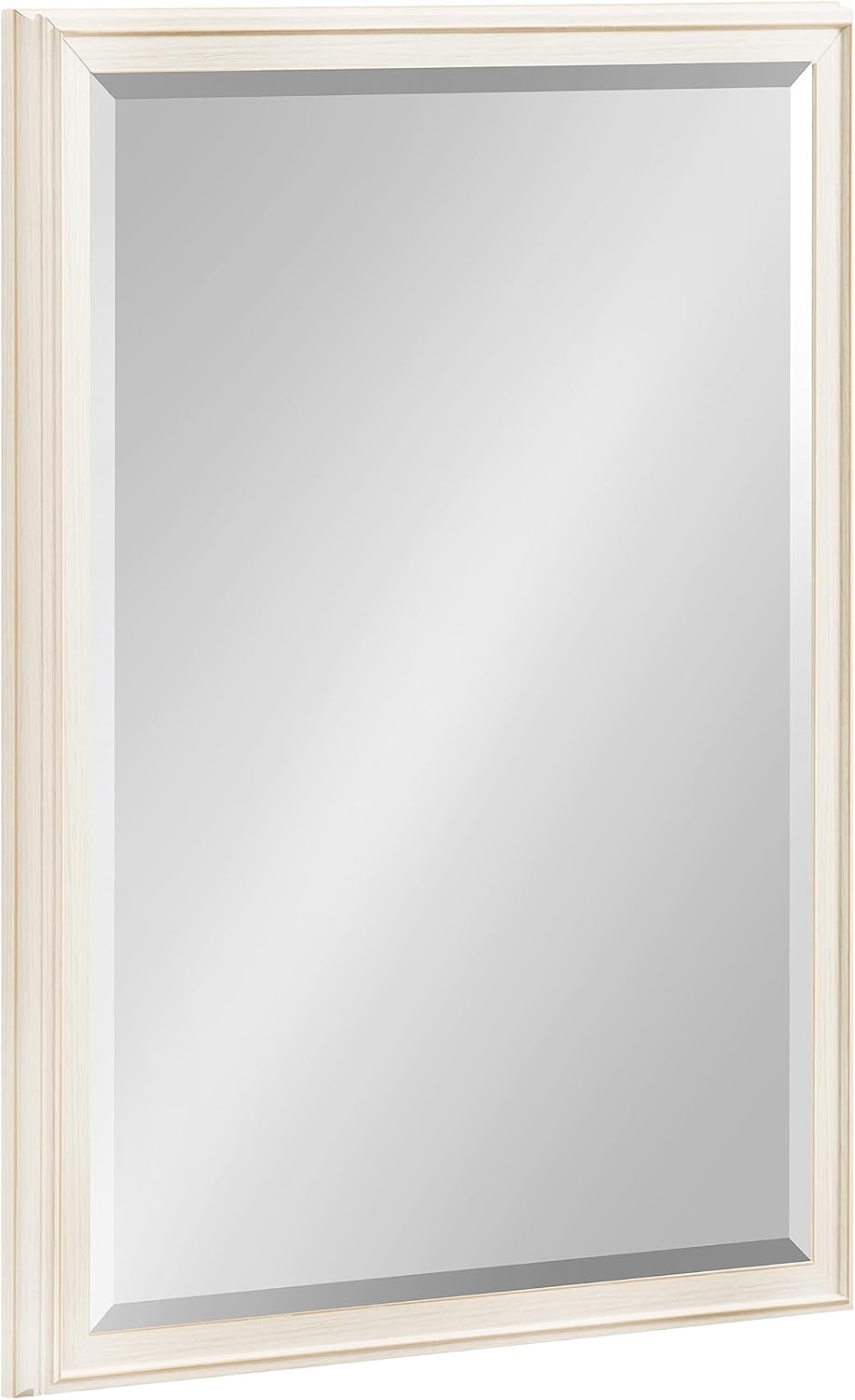 Kate and Laurel Oakhurst – Espejo de pared rectangular tradicional, 18 x 24, blanco suave, espejo de baño vintage envejecido con marco escalonado y
