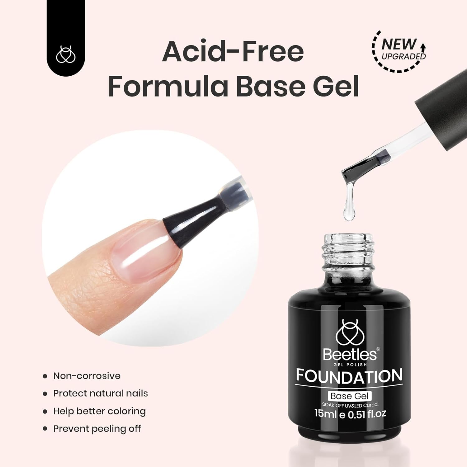 beetles Gel Polish Kit de 3 uñas de gel de 0.5 onzas líquidas, capa superior y capa base con pegamento de gel de uñas 5 en 1 con juego de uñas,