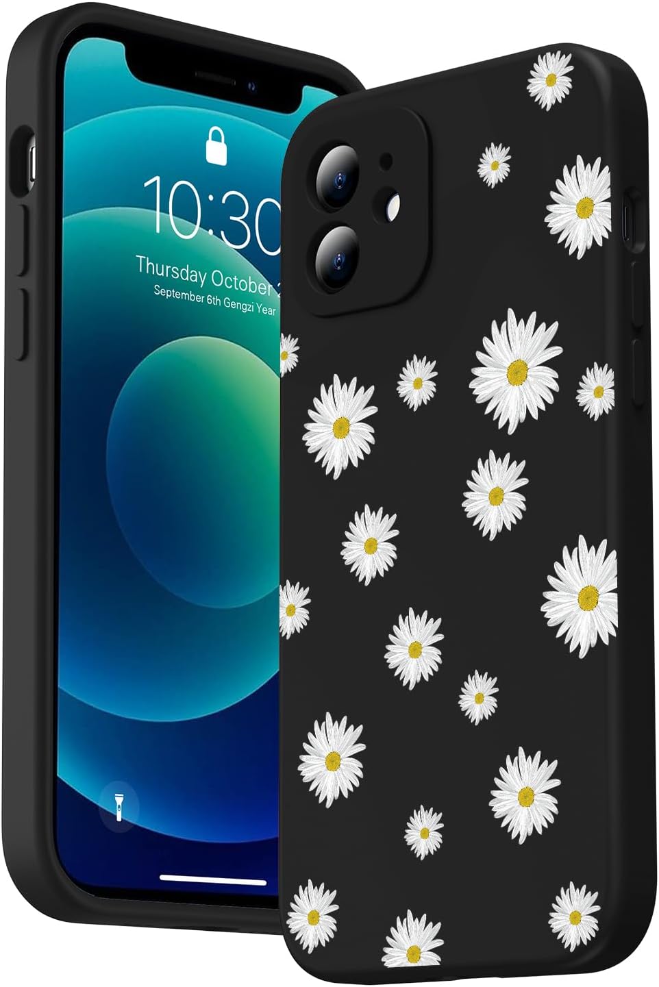 Inber Funda para iPhone 12 con diseños modernos de moda, protector de lente de cámara, funda protectora de goma de gel de silicona suave y sedosa