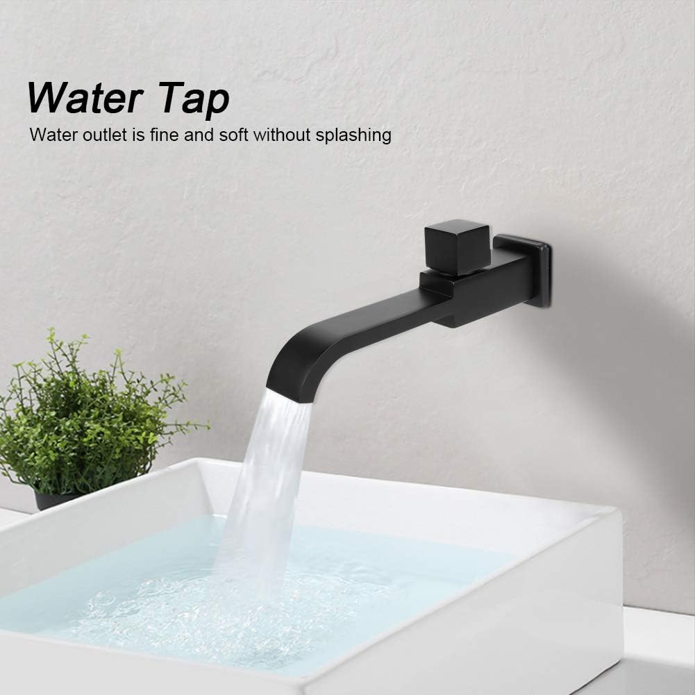 Grifo de agua de conexión de rosca G12, grifo de lavabo montado en la pared, grifo de agua fría, accesorios de baño, negro mate