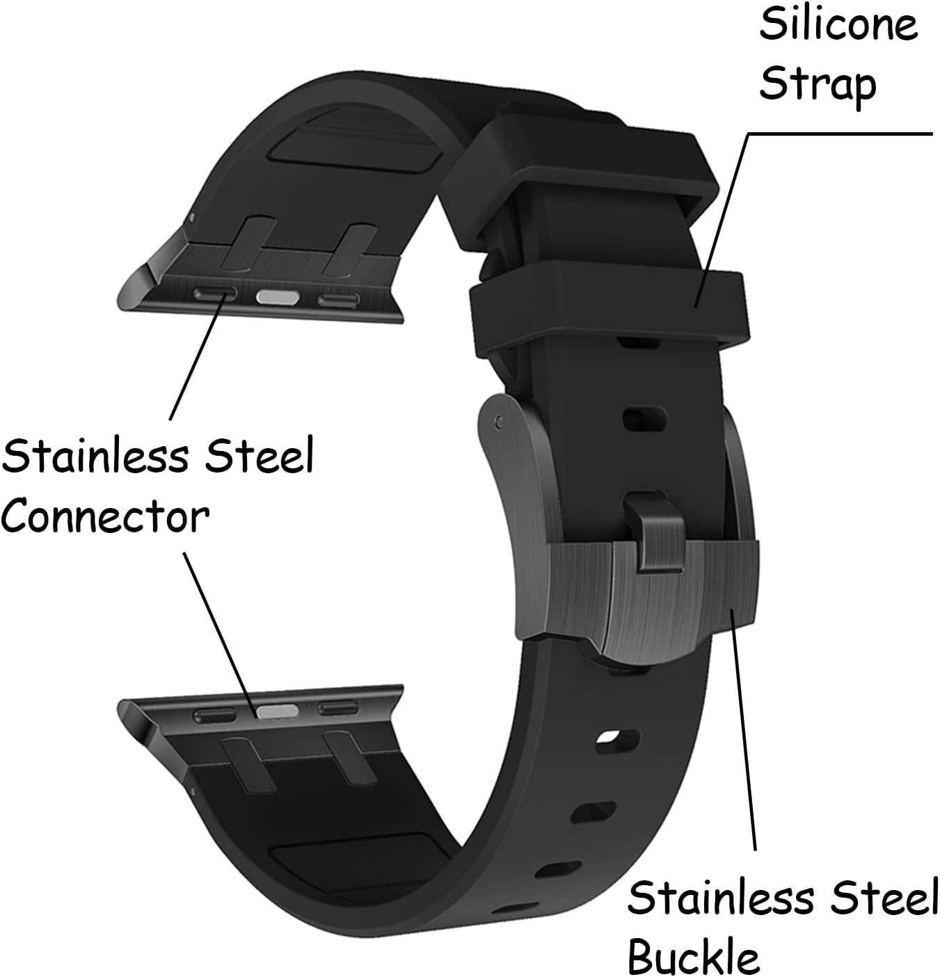Compatible con Apple Watch Ultra 2 Band para hombre, correa de silicona y hebilla de acero inoxidable diseñada para iPhone Watch, correas iWatch