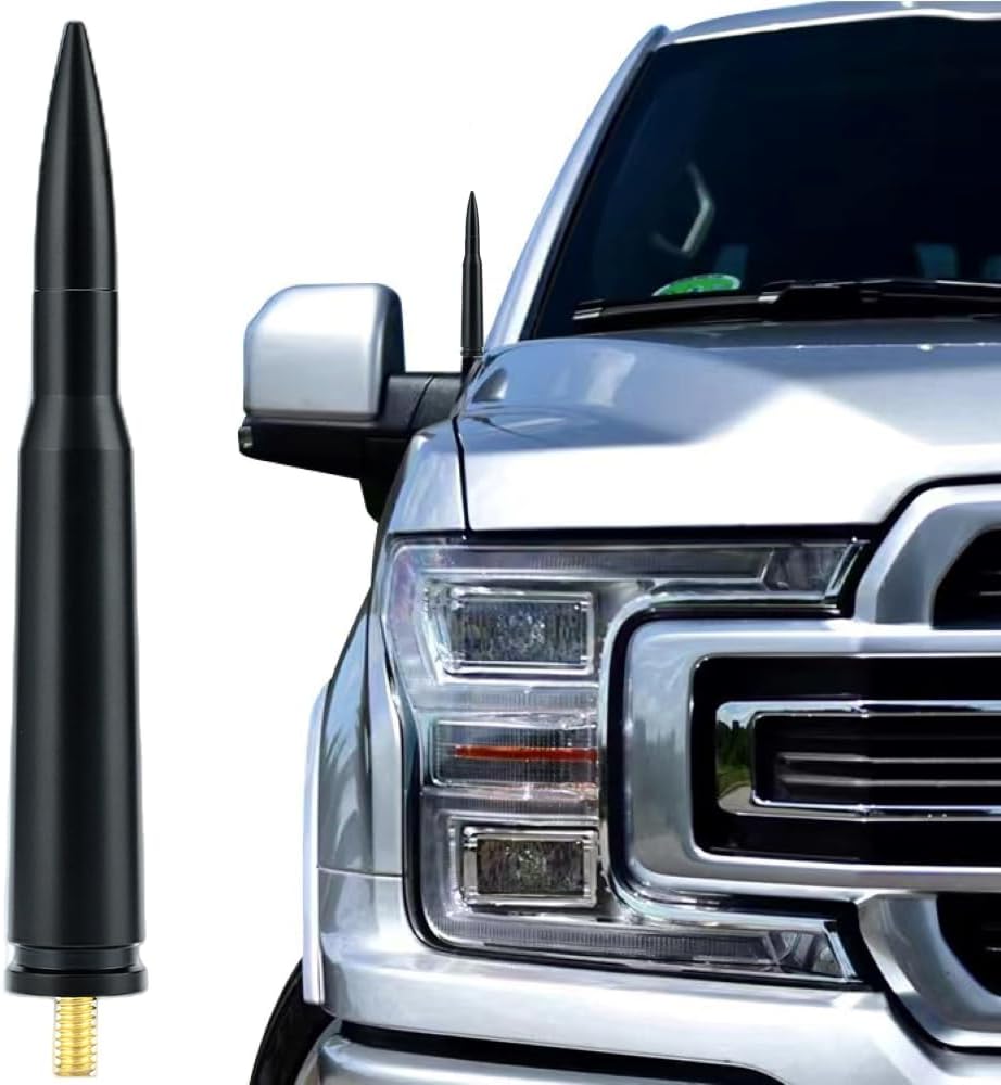 50 Cal Truck Bullet Antena compatible con Ford F150 F250 F350 Raptor BroncoDodge RAM 1500 2500 3500Chevrolet Silverado y GMC Sierra – Antena corta