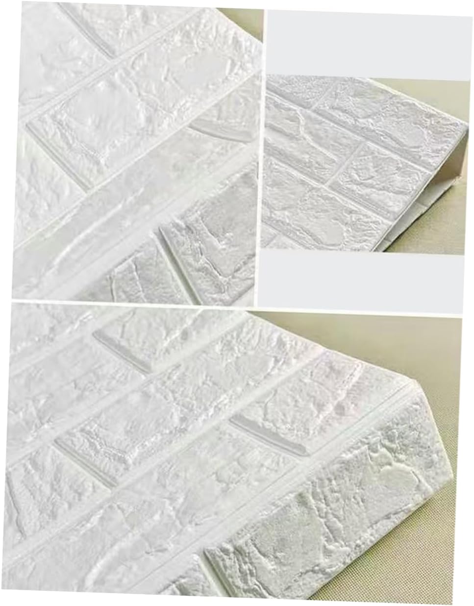 Angoily Papel pintado de ladrillo para niños, calcomanías de pared de ladrillo 3D, papel tapiz de ladrillo, pegatinas blancas adhesivas para niños
