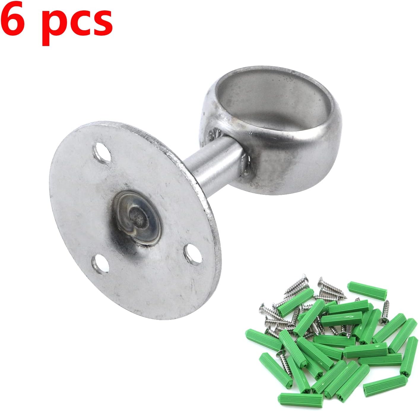 Antrader Soporte de tubo de estante de soporte de barra de armario de metal para armario, 6 piezas (25 mm1 “)